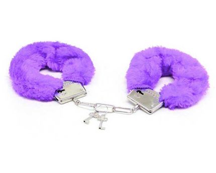 Fetiş Fantezi Mor Peluşlu Metal Kelepçe