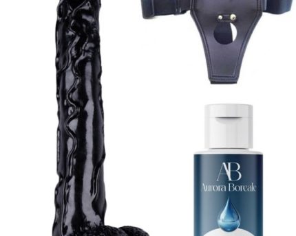 Belden Bağlamalı Kayganlaştırıcı Set Noctis 42cm Siyah Dildo